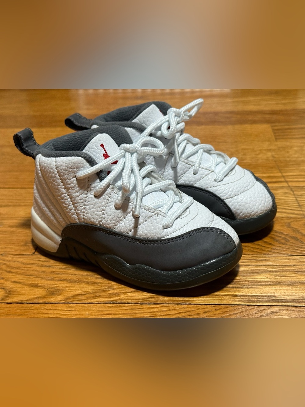 Jordan Kids White and Black Sneakers with Red Jumpman Accent